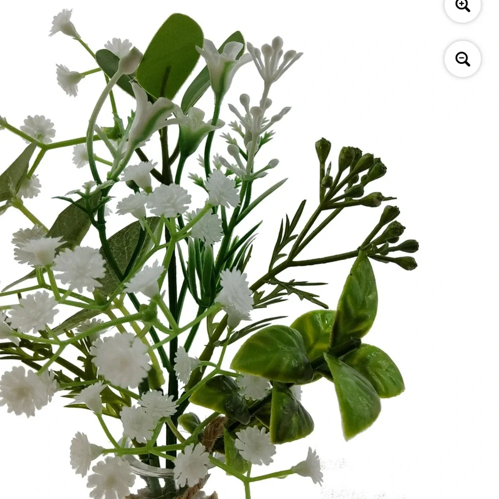 9in Indoor Gardenia White Artificial Floral Arrangement Glass Vase Centerpiece